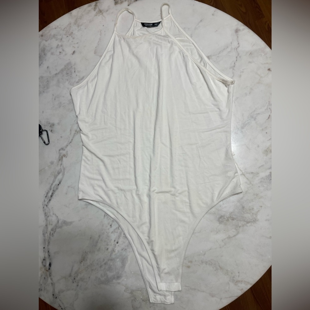 SHEIN Curve white high neck bodysuit, 1XL